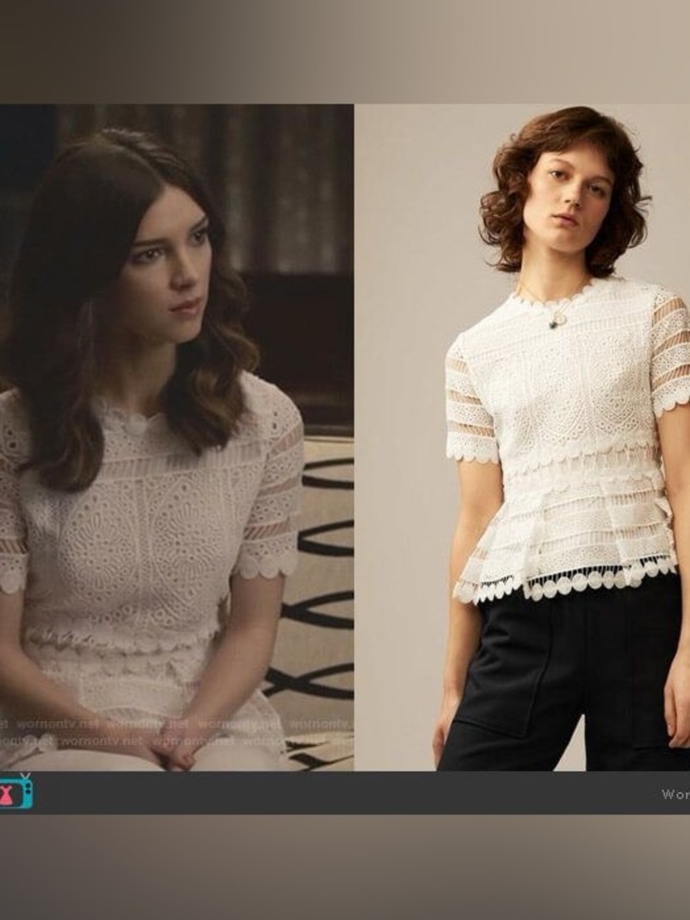 Maje White Lace Peplum Blouse